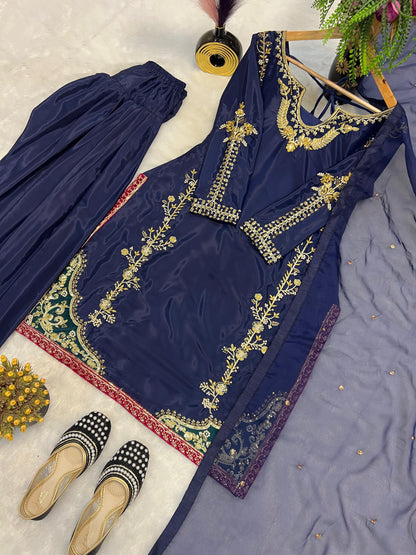 ĐĚSIGNER PARTY WEAR LOOK TOP WITH FARSHI SALWAR WHOLESALE GEELAN FASHION SURAT