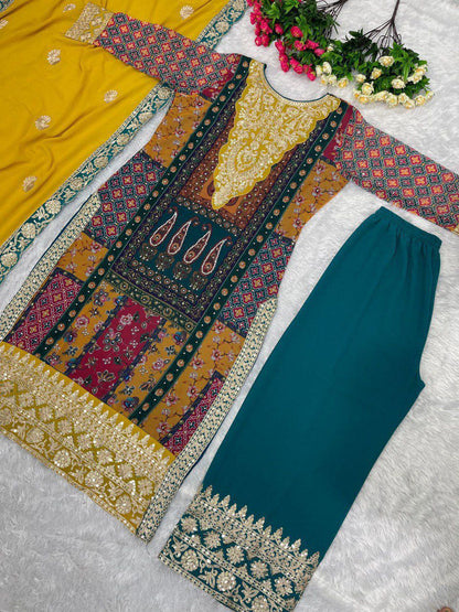 NEW DESIGNER HEAVY FUAX GEORGETTE PAKISTANI  SUIT WHOLESALE GEELAN FASHION SURAT