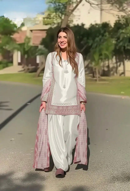 DESIGNER  HEAVY EMBROIDERY CODING SEQUENCE WORK 3 PIS SUIT SET WHOLESALE GEELAN FASHION SURAT