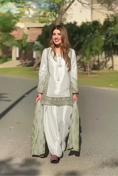 DESIGNER  HEAVY EMBROIDERY CODING SEQUENCE WORK 3 PIS SUIT SET WHOLESALE GEELAN FASHION SURAT