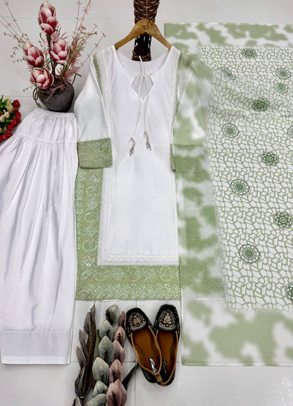 DESIGNER  HEAVY EMBROIDERY CODING SEQUENCE WORK 3 PIS SUIT SET WHOLESALE GEELAN FASHION SURAT