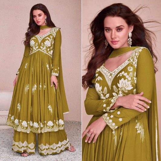 3 PIECE ANARKALI GOWN, PLAZZO WITH BEAUTIFUL DUPATTA WHOLESALE GEELAN FASHION SURAT