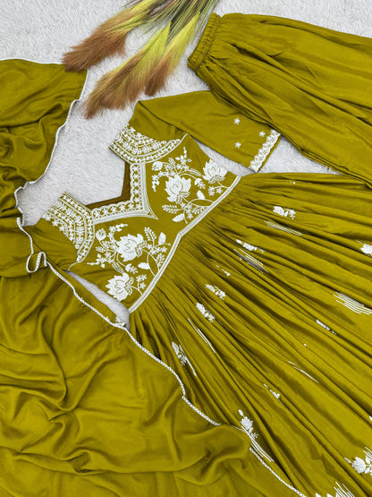 3 PIECE ANARKALI GOWN, PLAZZO WITH BEAUTIFUL DUPATTA WHOLESALE GEELAN FASHION SURAT