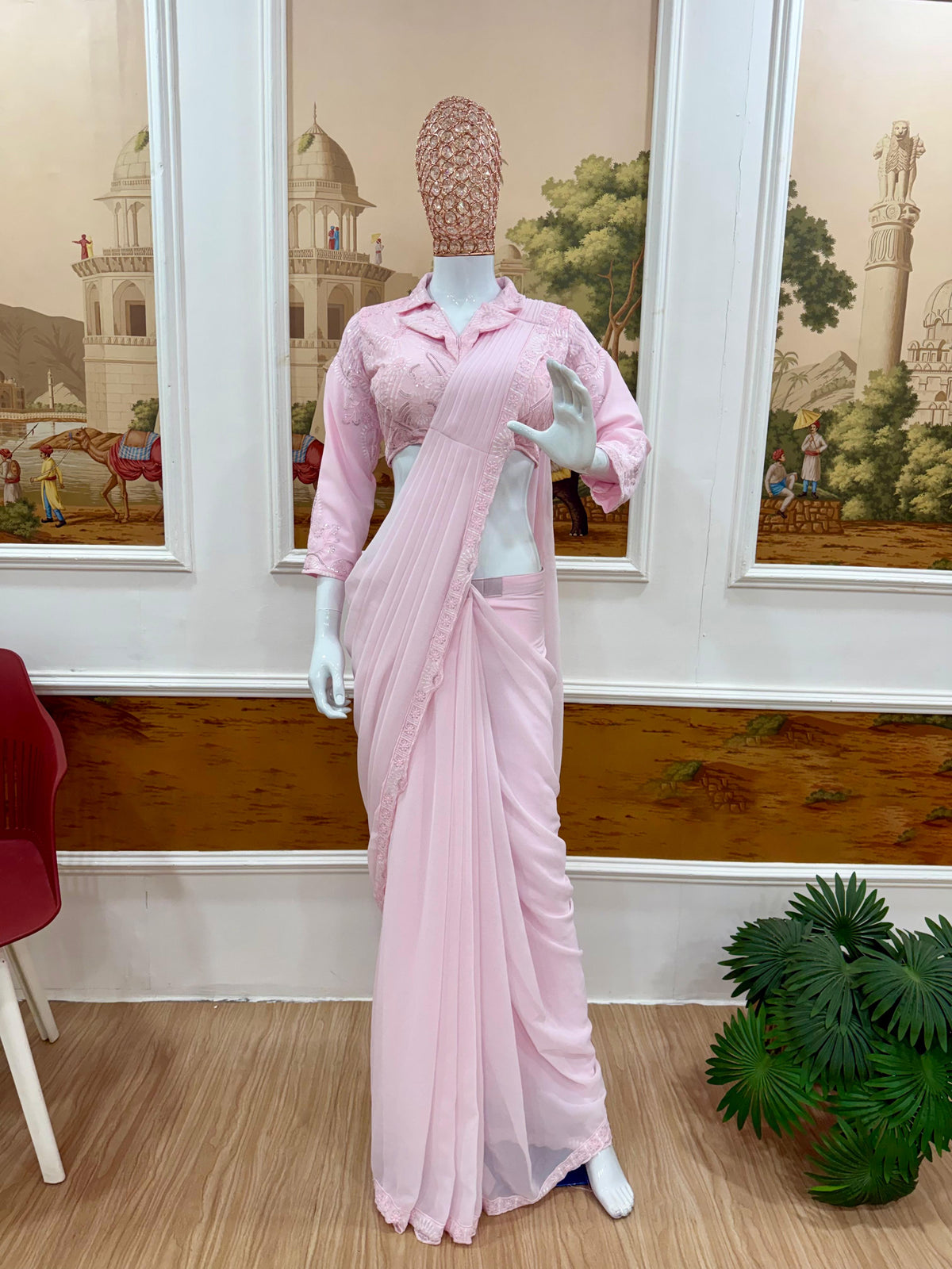 NEW SUPERHIT TRENDING READY TO WEAR SAREE WITH EMBROIDERED STYLIST BLOUSE & ON FAUX GEORGETTE FABRIC WHOLESALE GEELAN FASHION SURAT