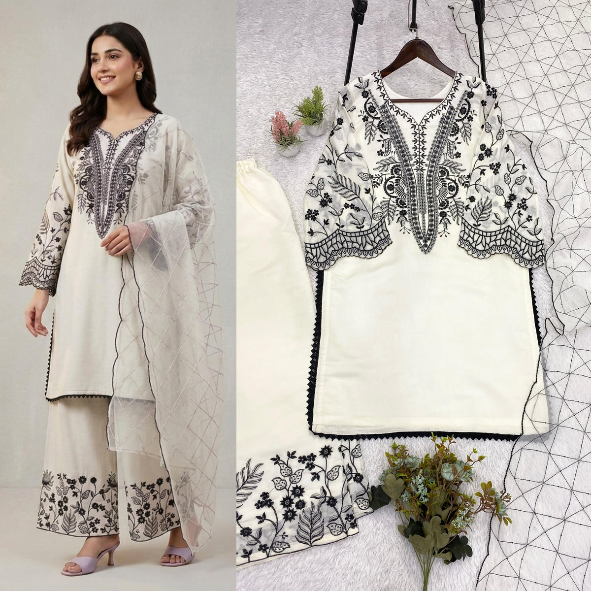 THIS FESTIVAL SEASON WEAR OUR BEAUTIFUL SEQUENCE EMBROIDERED TOP , PLAZZO  WITH DUPATTA WHOLESALE GEELAN FASHION SURAT