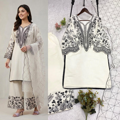 THIS FESTIVAL SEASON WEAR OUR BEAUTIFUL SEQUENCE EMBROIDERED TOP , PLAZZO  WITH DUPATTA WHOLESALE GEELAN FASHION SURAT