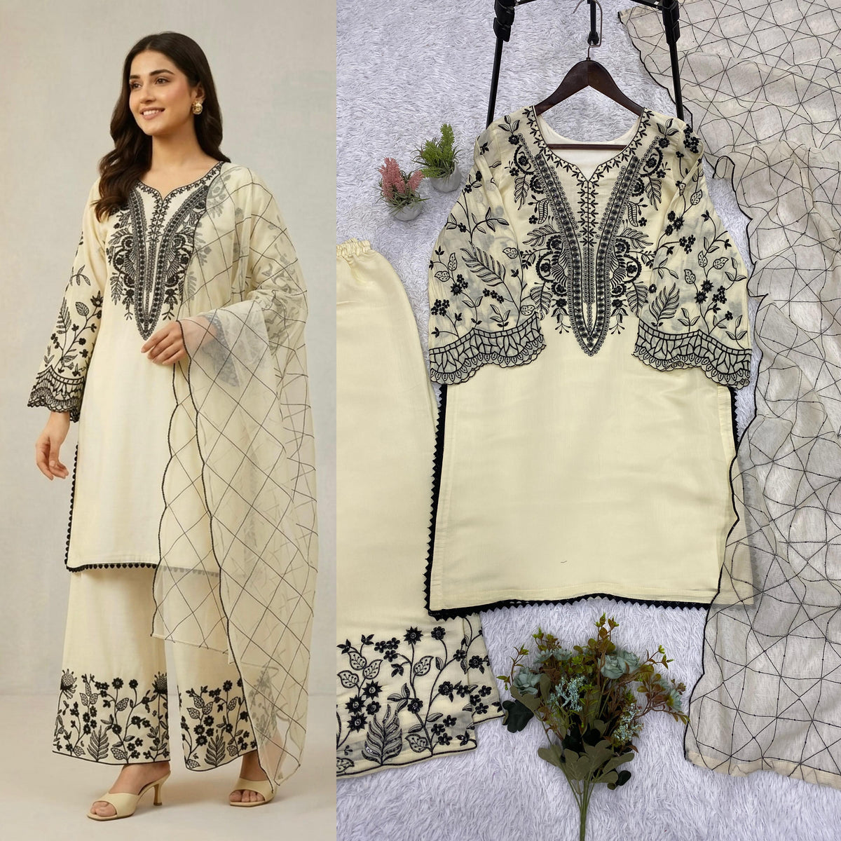 THIS FESTIVAL SEASON WEAR OUR BEAUTIFUL SEQUENCE EMBROIDERED TOP , PLAZZO  WITH DUPATTA WHOLESALE GEELAN FASHION SURAT