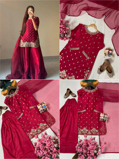 ENHANCE THE BEAUTY OF YOUR WARDROBE WITH THIS NEWLY LAUNCHED FARSI KURTI-PLAZZO SET WHOLESALE GEELAN FASHION SURAT