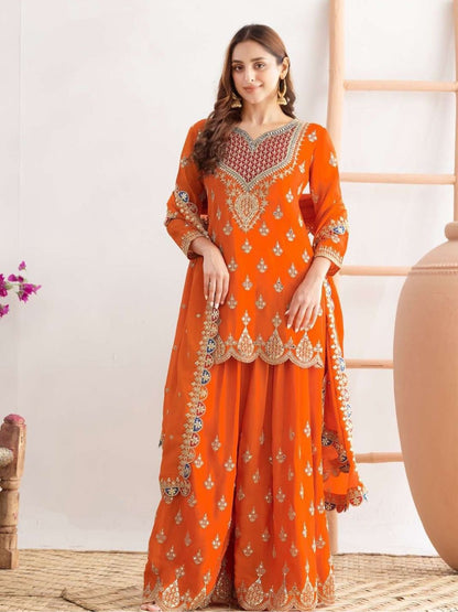 DESIGNER PARTY SHARARA SUIT & DUPATTA SET WHOLESALE GEELAN FASHION SURAT