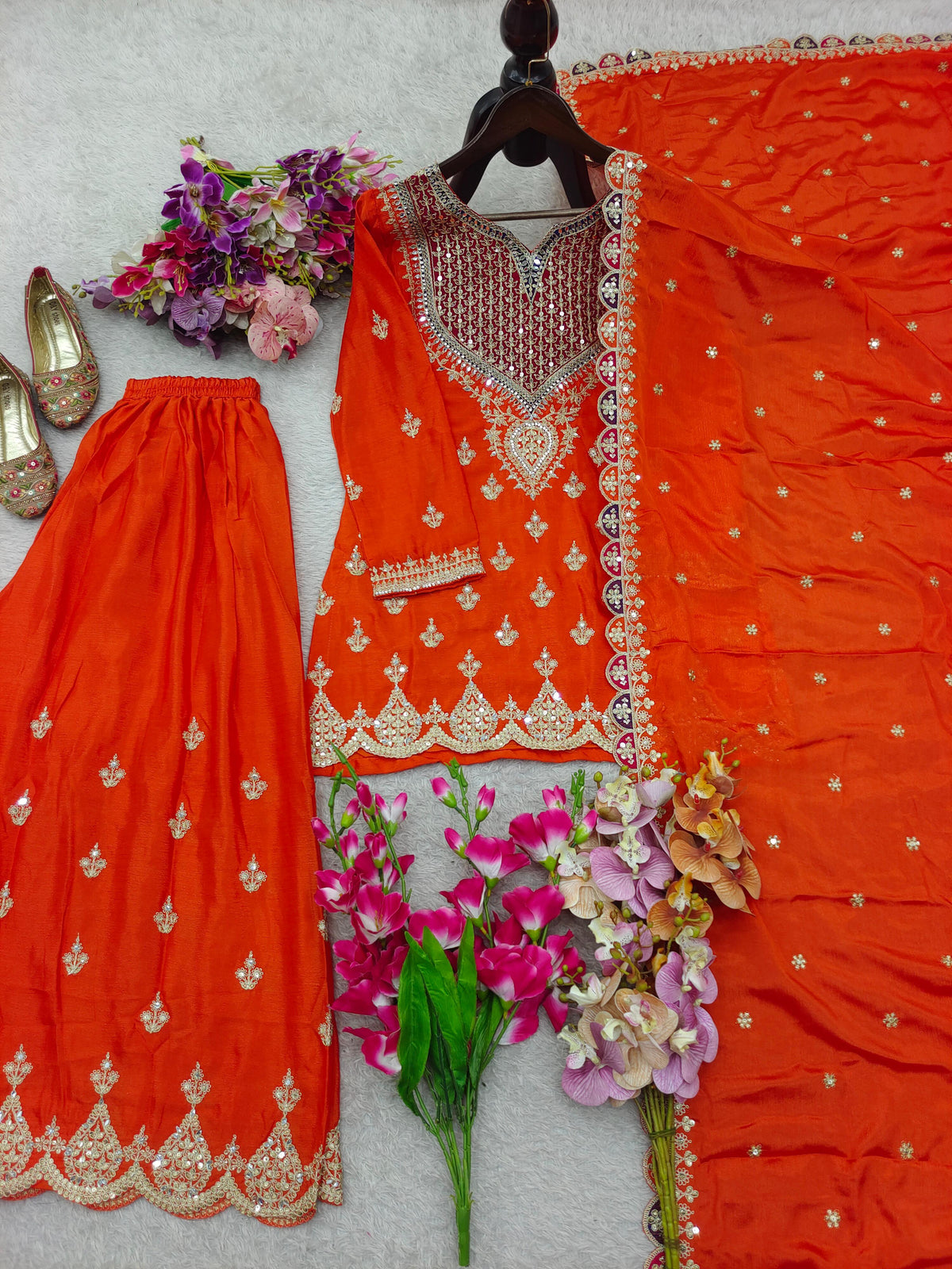 DESIGNER PARTY SHARARA SUIT & DUPATTA SET WHOLESALE GEELAN FASHION SURAT