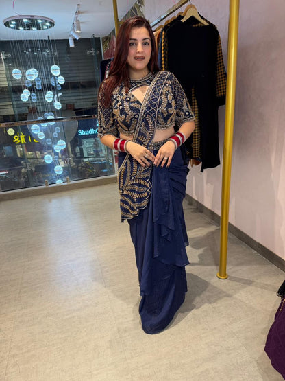 WE ARE LAUNCHING NEW SUPERHIT TRENDING READY TO WEAR SAREE WITH SEMI-BEADS & EMBROIDERED STYLIST BLOUSE & ON FAUX GEORGETTE FABRIC🥻 WHOLESALE GEELAN FASHION SURAT