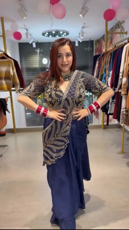 WE ARE LAUNCHING NEW SUPERHIT TRENDING READY TO WEAR SAREE WITH SEMI-BEADS & EMBROIDERED STYLIST BLOUSE & ON FAUX GEORGETTE FABRIC🥻 WHOLESALE GEELAN FASHION SURAT