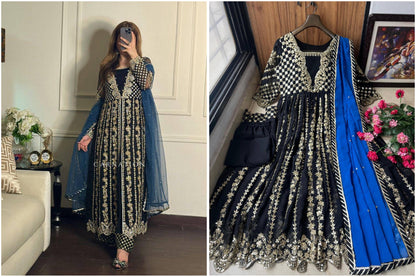 NEW DESIGNER SEQUINS & ZARI EMBROIDERED ANARKALI GOWN WHOLESALE GEELAN FASHION SURAT