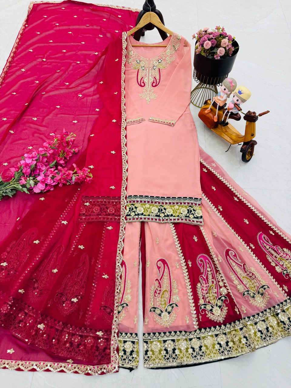 NEW DESIGNER PARTY TOP PALLAZO & DUPATTA SE WHOLESALE GEELAN FASHION SURAT