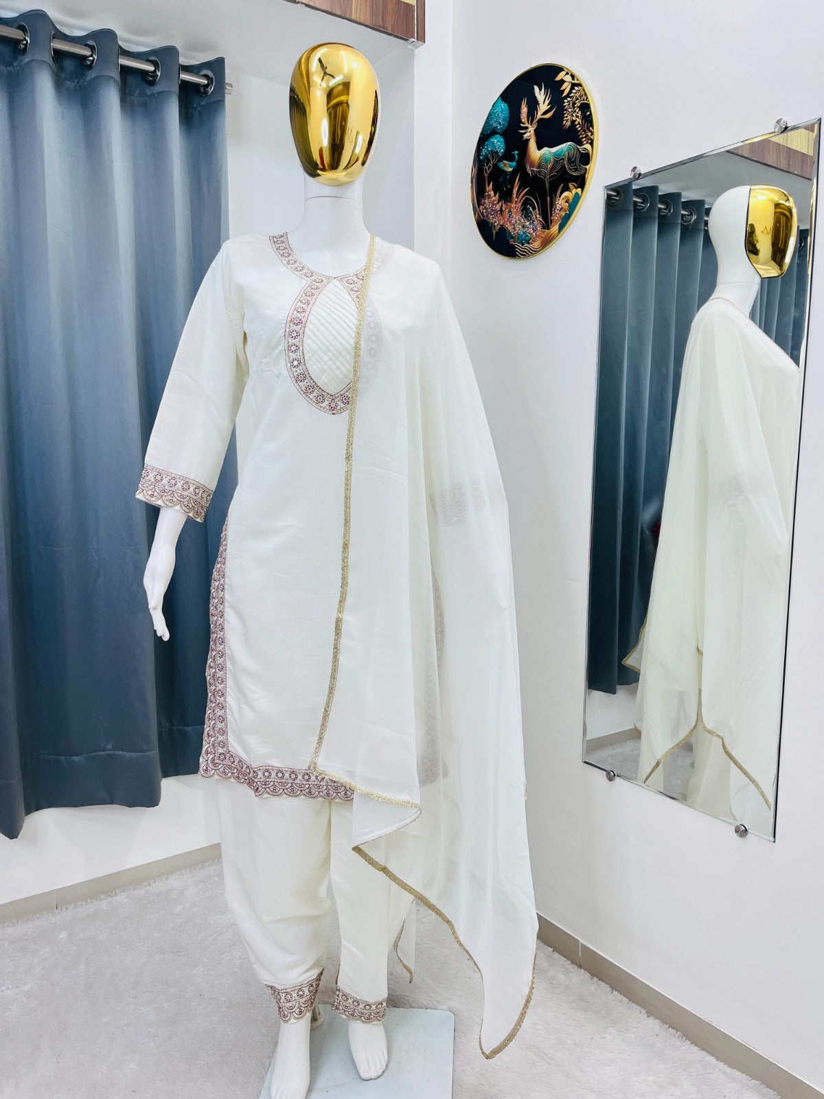 DESIGNER HEAVY EMBROIDERY WORK TOP PENT WITH DUPATTA SET WHOLESALE GEELAN FASHION SURAT