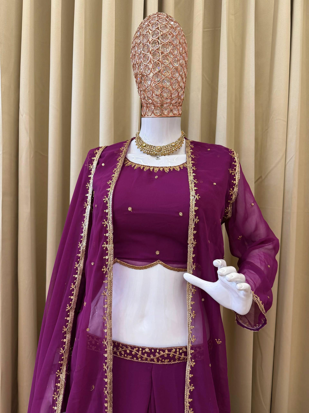 WE ARE LAUNCHING NEW SUPERHIT TRENDING FAUX GEORGETTE FABRIC 4 PIECE SET LEHENGA,BLOUSE,KOTI,DUPATTA WITH EMBROIDERY WORK WHOLESALE GEELAN FASHION SURAT