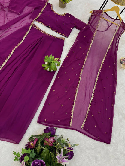 WE ARE LAUNCHING NEW SUPERHIT TRENDING FAUX GEORGETTE FABRIC 4 PIECE SET LEHENGA,BLOUSE,KOTI,DUPATTA WITH EMBROIDERY WORK WHOLESALE GEELAN FASHION SURAT