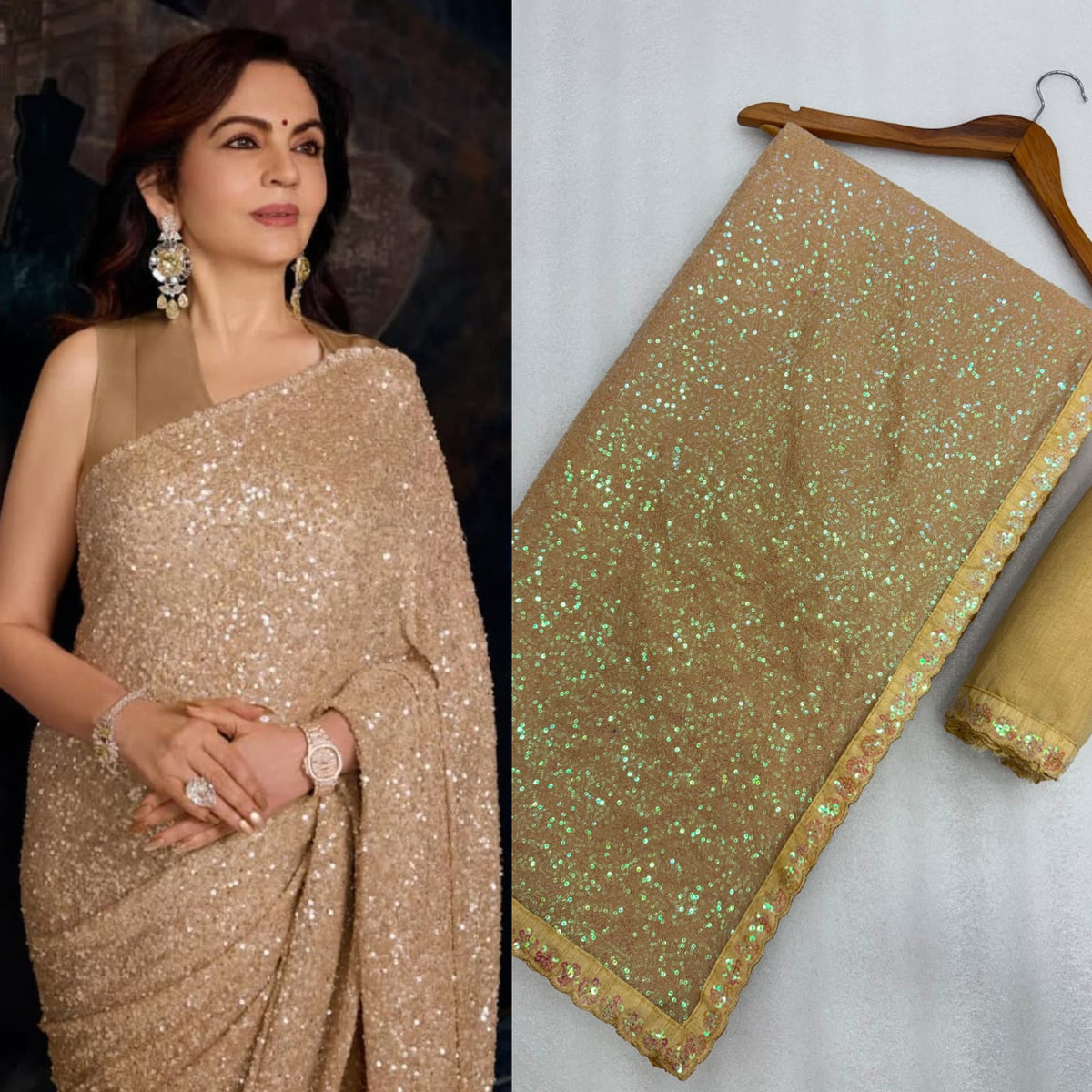 BOLLYWOOD BLOCKBUSTER NITA AMBANI SEQUINS DESIGN WHOLESALE GEELAN FASHION SURAT