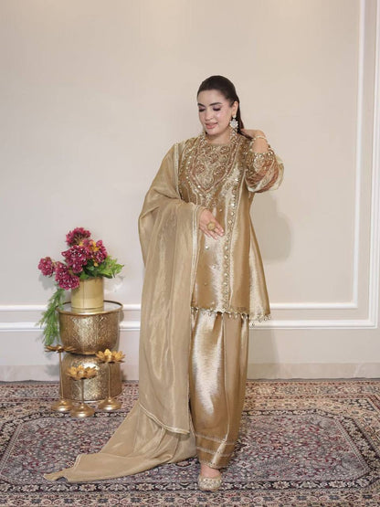 EXCLUSIVE AND TRENDY FOR WEDDING SEASON OUT SEQUENCE EMBROIDERED TOP, SALWAAR AND DUPATTA WHOLESALE GEELAN FASHION SURAT