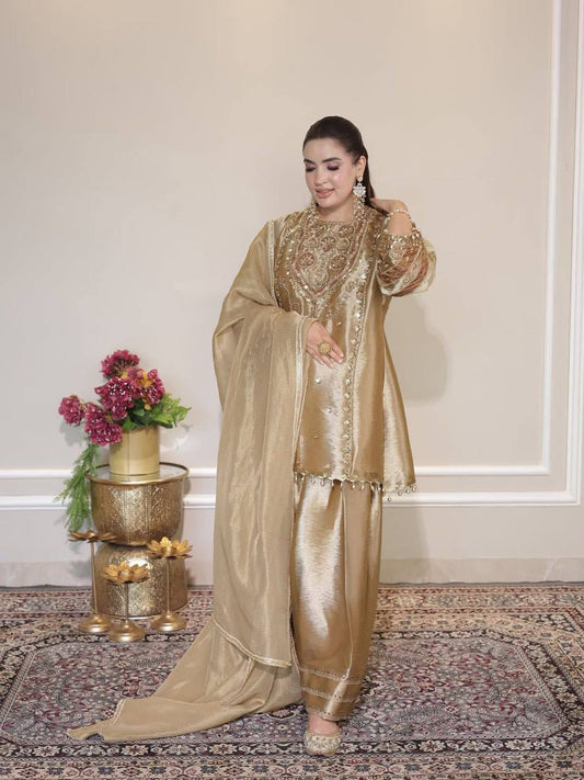 EXCLUSIVE AND TRENDY FOR WEDDING SEASON OUT SEQUENCE EMBROIDERED TOP, SALWAAR AND DUPATTA WHOLESALE GEELAN FASHION SURAT