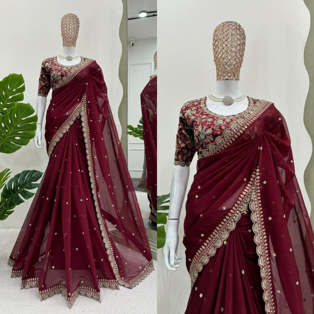 LOOKING SOME ONE FOR THIS SAME COLOUR BEAUTIFUL DESIGNER SAREE ON HAVY TIBBY SILK FEBRIC WITH THRED & SEQUNCE WORK AND BLOUSE ON MONO BENGLORI SILK FEBRIC WITH THRED & SEQUNCE WORK. WHOLESALE GEELAN FASHION SURAT