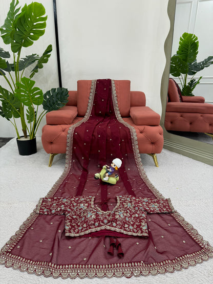 LOOKING SOME ONE FOR THIS SAME COLOUR BEAUTIFUL DESIGNER SAREE ON HAVY TIBBY SILK FEBRIC WITH THRED & SEQUNCE WORK AND BLOUSE ON MONO BENGLORI SILK FEBRIC WITH THRED & SEQUNCE WORK. WHOLESALE GEELAN FASHION SURAT