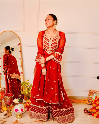 DESIGNER PARTY TOP PALLAZO & DUPATTA SET WHOLESALE GEELAN FASHION SURAT