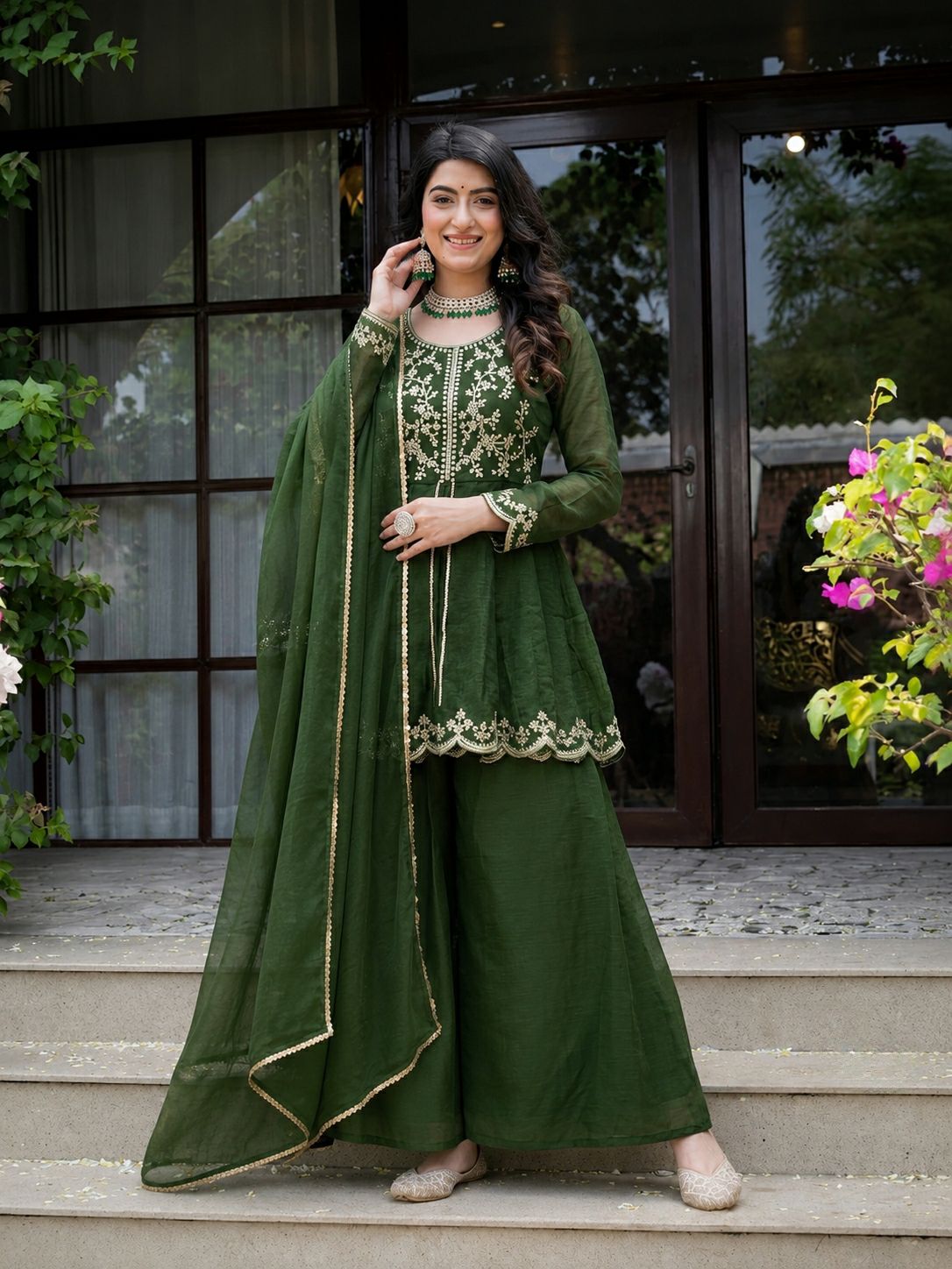 NEW DESIGNER PARTY WEAR LOOK TOP ,  PLAZZO  AND DUPATTA WHOLESALE GEELAN FASHION SURAT