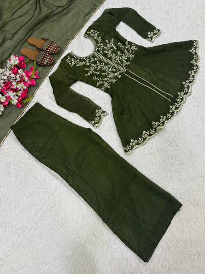 NEW DESIGNER PARTY WEAR LOOK TOP ,  PLAZZO  AND DUPATTA WHOLESALE GEELAN FASHION SURAT
