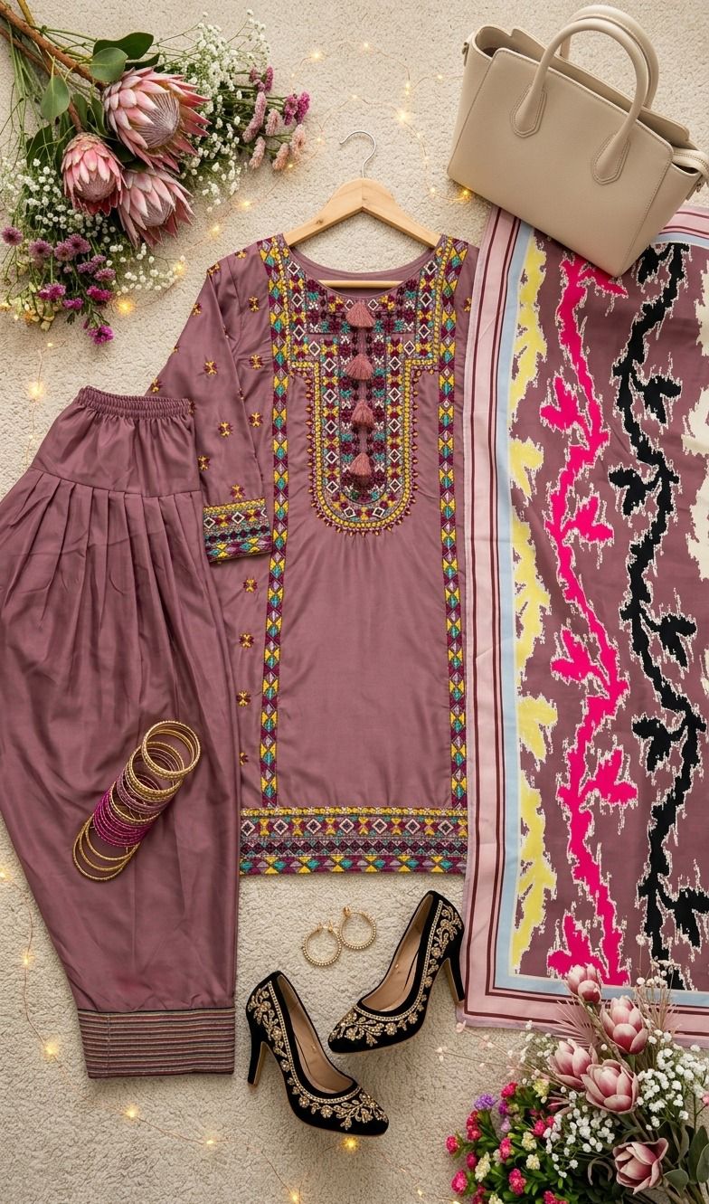 NEW DESIGNER HEAVY NATURAL SILK TOP PLAZZO & DUPATTA SET WHOLESALE GEELAN FASHION SURAT