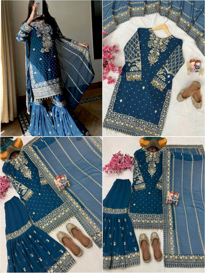 ENHANCE THE BEAUTY OF YOUR WARDROBE WITH THIS NEWLY LAUNCHED KURTI & SHARARA SET WHOLESALE GEELAN FASHION SURAT