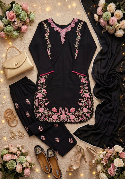 NEW DESIGNER HEAVY EMBROIDERY WORK 3 PIS SUIT SET WHOLESALE GEELAN FASHION SURAT