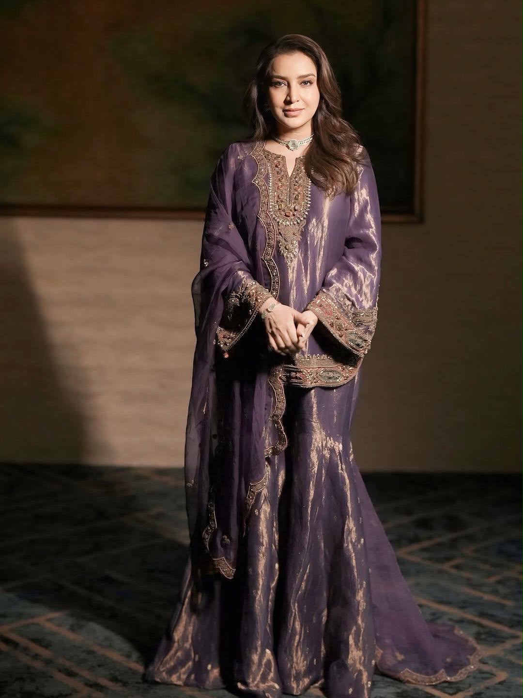 ENHANCE THE BEAUTY OF YOUR WARDROBE WITH THIS NEWLY LAUNCHED FENDY SILK KURTI & PLAZZO SET WITH  STONE HANDWORK WHOLESALE GEELAN FASHION SURAT