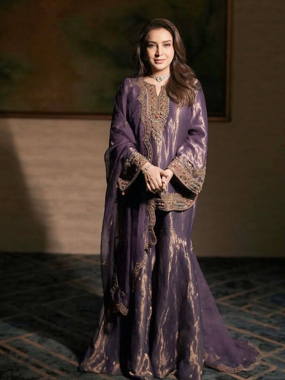 ENHANCE THE BEAUTY OF YOUR WARDROBE WITH THIS NEWLY LAUNCHED FENDY SILK KURTI & PLAZZO SET WITH  STONE HANDWORK WHOLESALE GEELAN FASHION SURAT