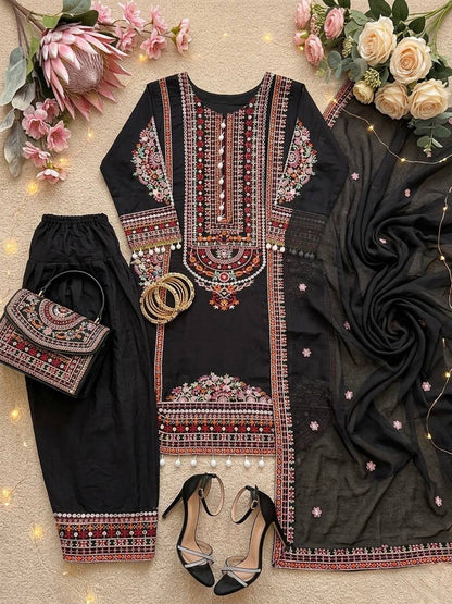 NEW DESIGNER HEAVY MAL CHANDERI TOP PLAZZO & DUPATTA SET WHOLESALE GEELAN FASHION SURAT