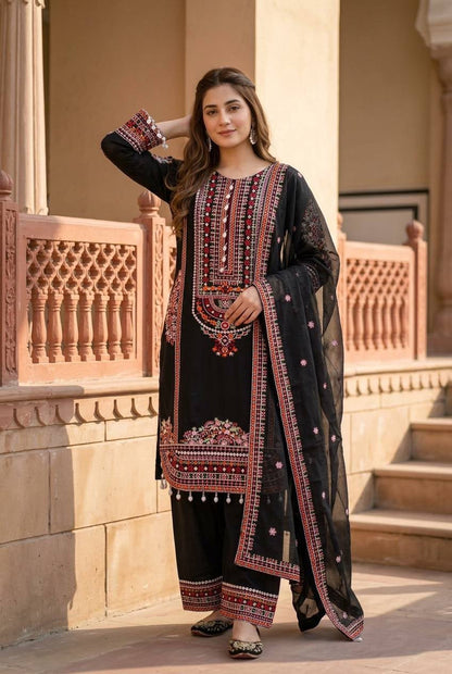 NEW DESIGNER HEAVY MAL CHANDERI TOP PLAZZO & DUPATTA SET WHOLESALE GEELAN FASHION SURAT