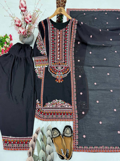NEW DESIGNER HEAVY MAL CHANDERI TOP PLAZZO & DUPATTA SET WHOLESALE GEELAN FASHION SURAT