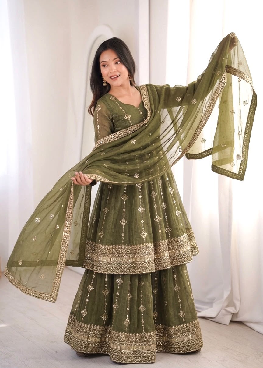 ELEGANT HEAVY EMBROIDERED SEQUENCE WORK SET WHOLESALE GEELAN FASHION SURAT