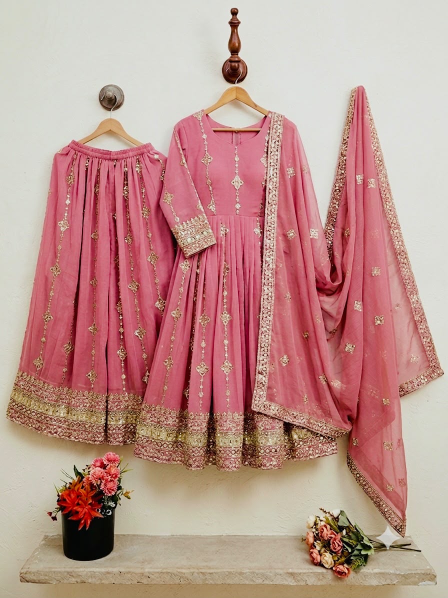 ELEGANT HEAVY EMBROIDERED SEQUENCE WORK SET WHOLESALE GEELAN FASHION SURAT