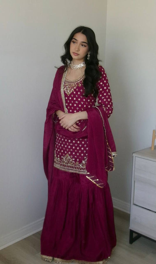 NEW DESIGNER PARTY SHARARA SUIT & DUPATTA SET WHOLESALE GEELAN FASHION SURAT