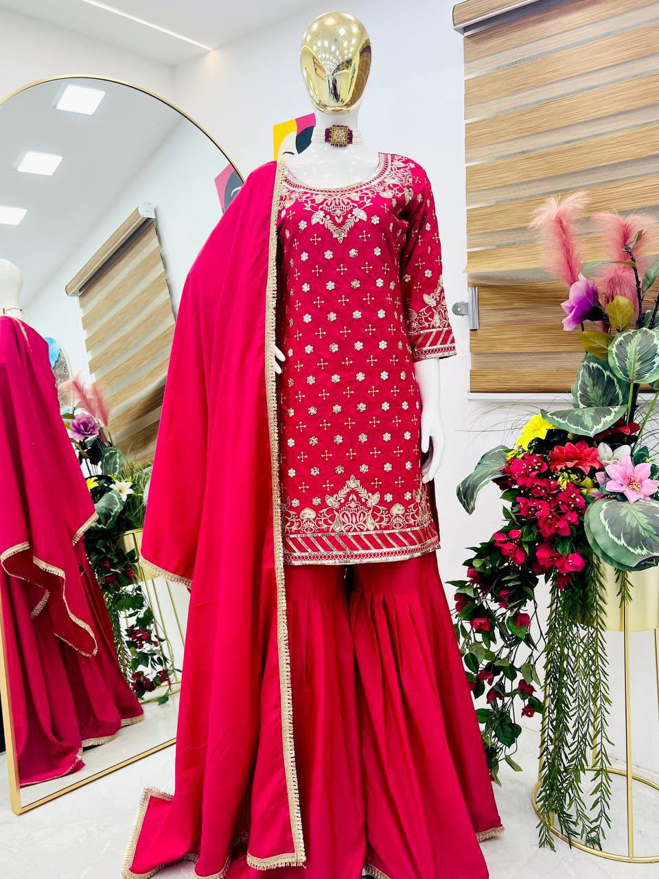 NEW DESIGNER PARTY SHARARA SUIT & DUPATTA SET WHOLESALE GEELAN FASHION SURAT
