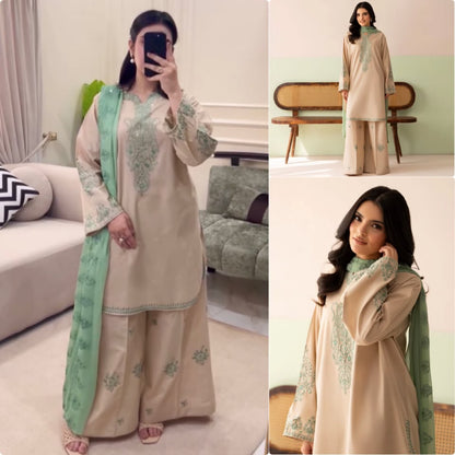 NEW 🦋 ĐĚSIGNER PARTY WEAR LOOK HEAVY PUR ROMAN SILK TOP PLAZZO & DUPATTA SET WHOLESALE GEELAN FASHION SURAT