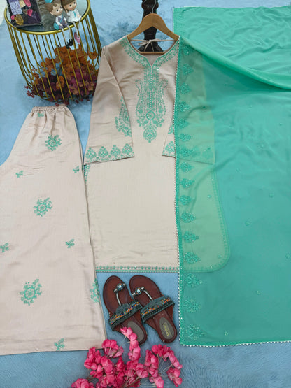 NEW 🦋 ĐĚSIGNER PARTY WEAR LOOK HEAVY PUR ROMAN SILK TOP PLAZZO & DUPATTA SET WHOLESALE GEELAN FASHION SURAT