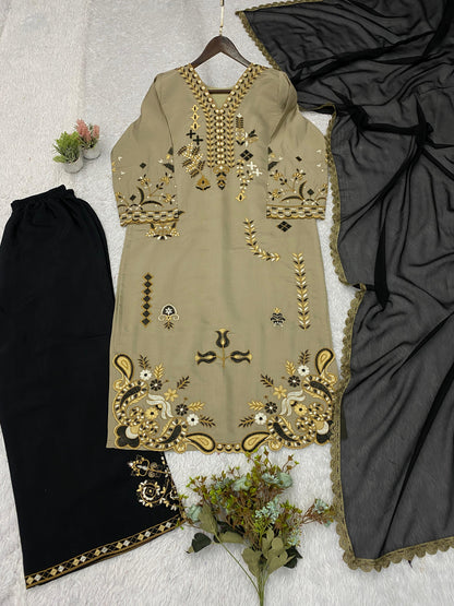 THIS SUMMER SEASON WEAR OUR BEAUTIFUL EMBROIDERED PAKISTANI PLAZZO SET WHOLESALE GEELAN FASHION SURAT
