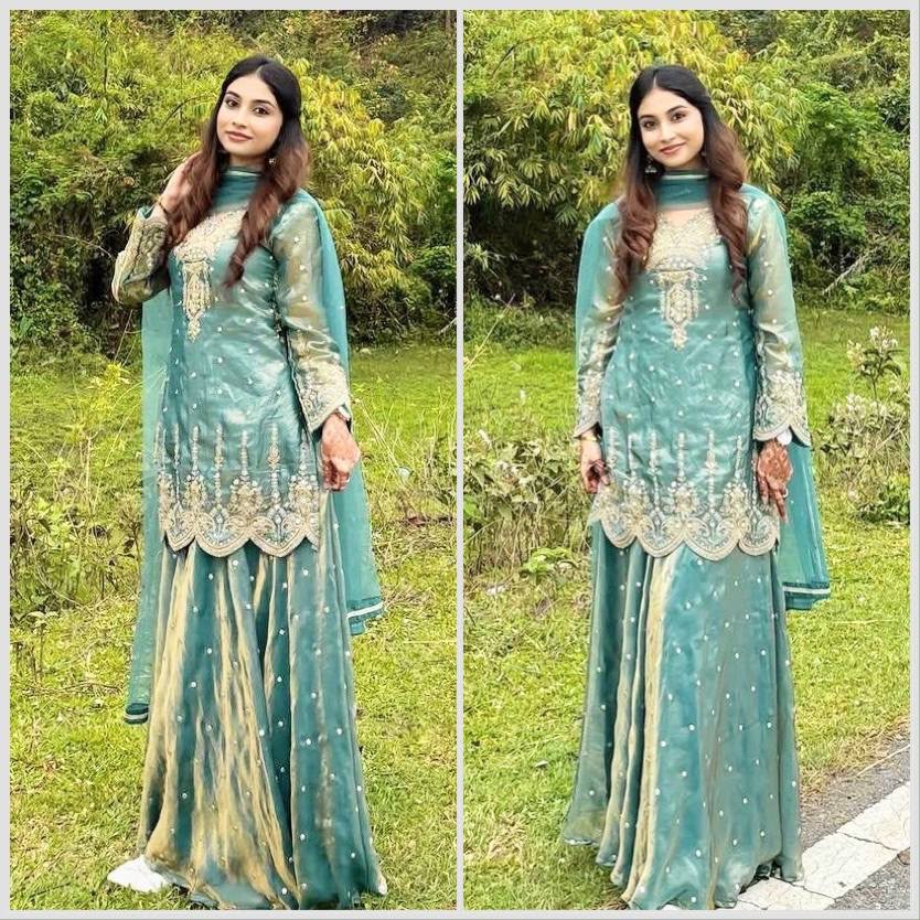 NEW READY TO WEAR COLLECTION FANCY DESIGN EMBROIDERY TOP - PALAZZO WITH  DUPATTA WHOLESALE GEELAN FASHION SURAT