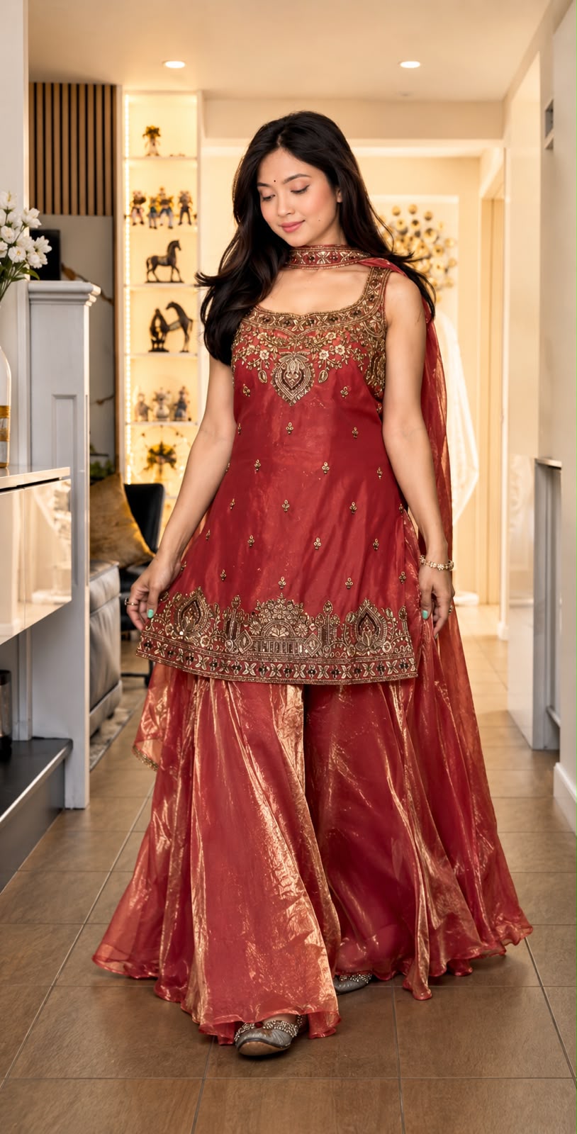 PREMIUM QUALITY WITH EMBROIDERY SEQUENCE WORKED TOP-PLAZZO AND DUPATTA SET FULLY STITCHED READY TO WEAR WHOLESALE GEELAN FASHION SURAT