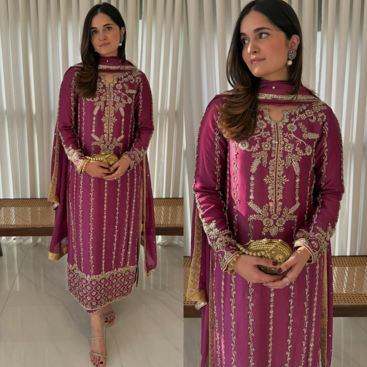 DESIRABLE FANCY LONG SUITS EMBROIDERY WORK TOP AND PENT WITH DUPATTA WHOLESALE GEELAN FASHION SURAT