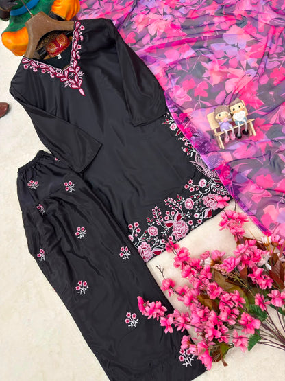 ENHANCE THE BEAUTY OF YOUR WARDROBE WITH THIS NEWLY LAUNCHED KURTI & FARSHI PLAZZO SET WHOLESALE GEELAN FASHION SURAT