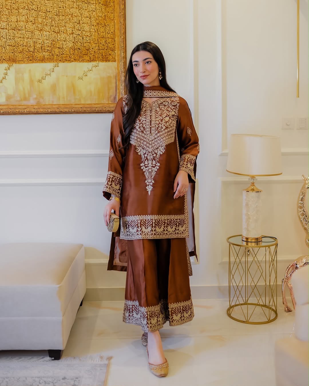 NEW 🦋 ĐĚSIGNER PARTY WEAR LOOK PUR CHINON SILK TOP & PALAZZO WITH DUPATTA SET WHOLESALE GEELAN FASHION SURAT