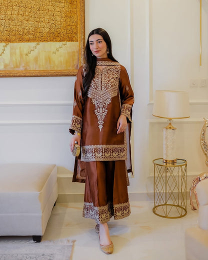 NEW 🦋 ĐĚSIGNER PARTY WEAR LOOK PUR CHINON SILK TOP & PALAZZO WITH DUPATTA SET WHOLESALE GEELAN FASHION SURAT